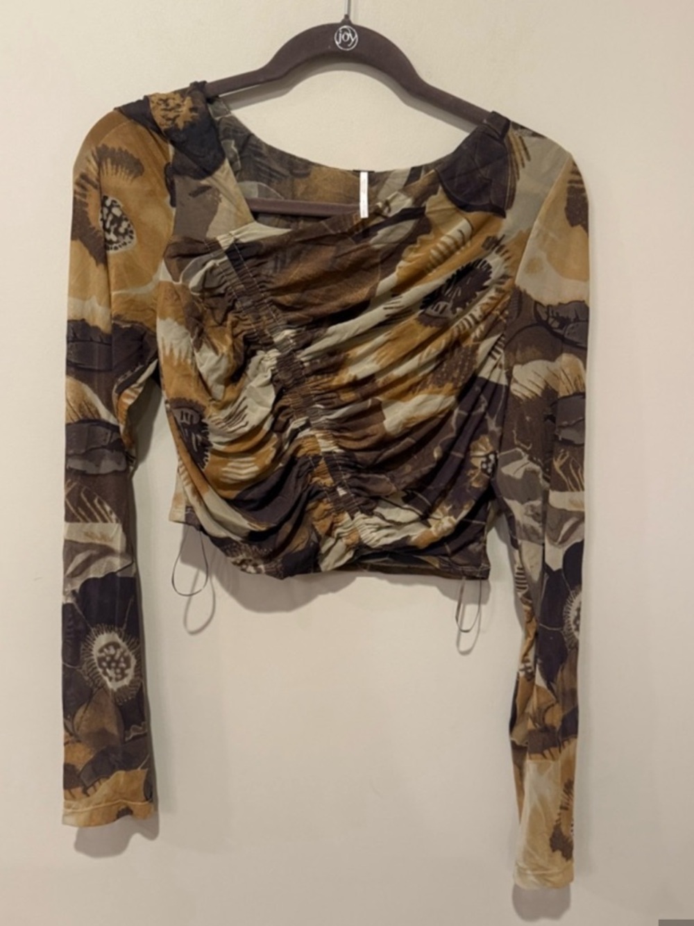 Free People Super Nova Ruched Crop Top in Army Sz L